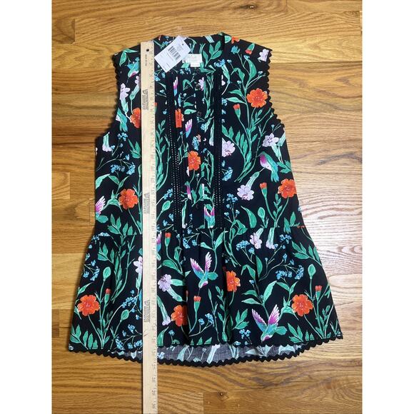 NWT Kate Spade Jardin Poplin Top Scenic Route Size XS Hummingbird - Picture 6 of 7